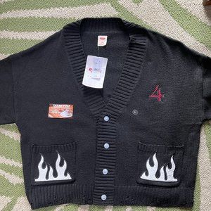 PacSun Stranger Things Flames Cardigan Black White Red Men's NWT